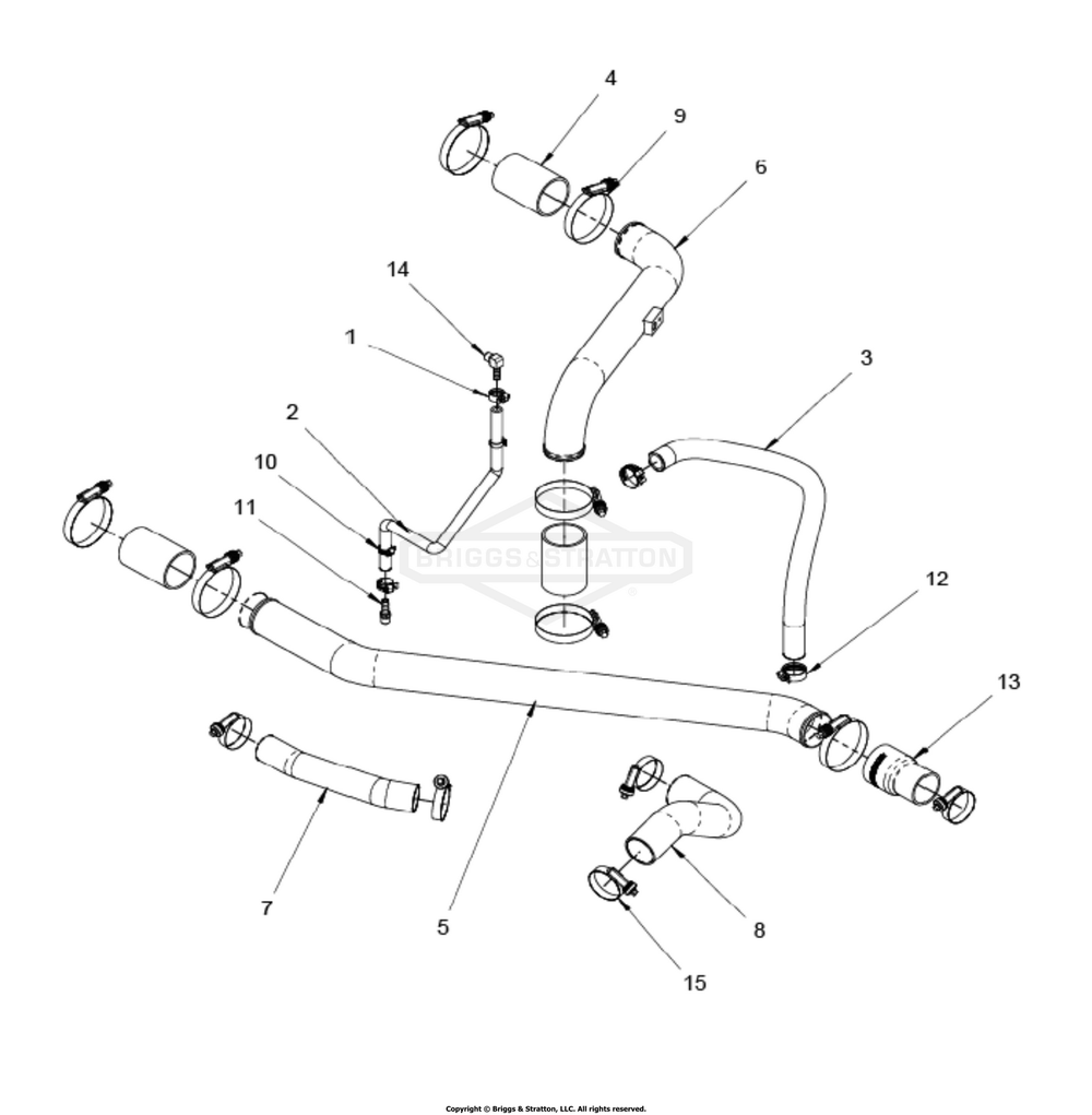 Engine Group - Cac Tubing Diagram and Parts List for 080015-02  Briggs and Stratton Generator